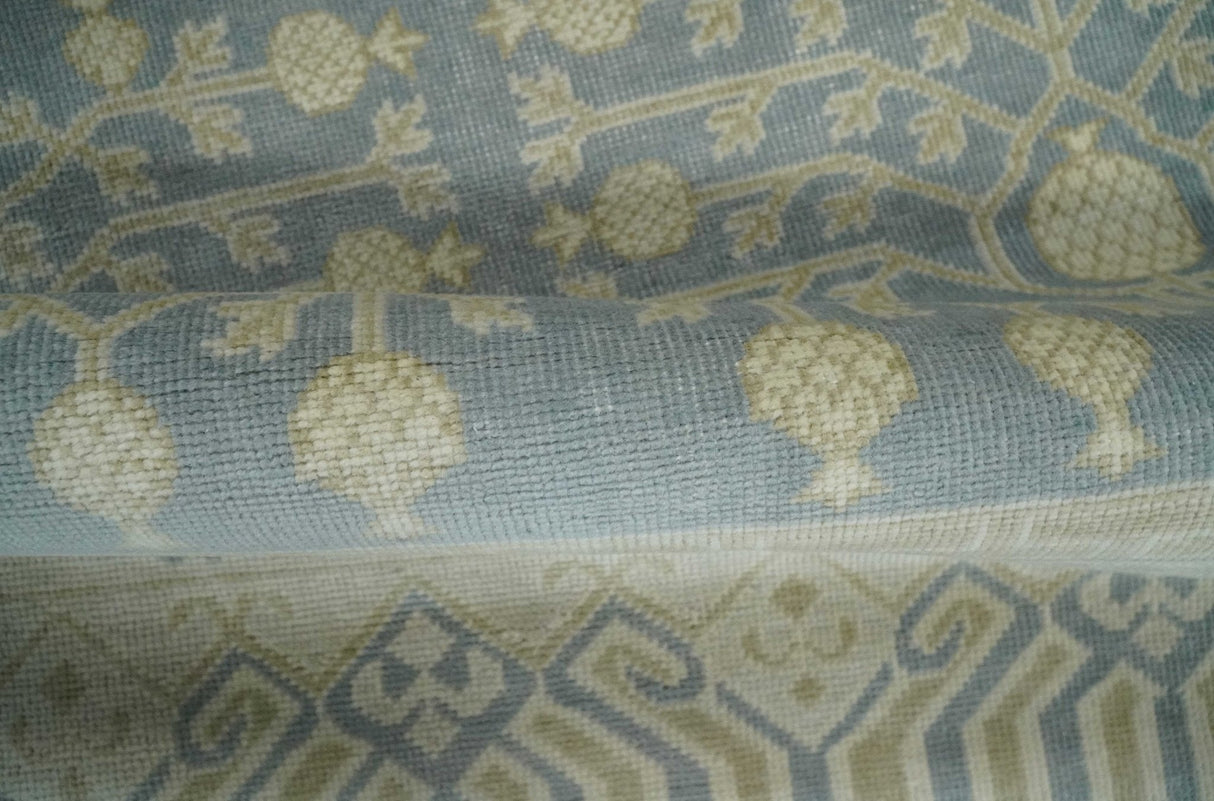 Hand Knotted 3x3 Gray, Ivory and Beige Traditional Low Pile Wool Rug, Bedside Rug | N35033