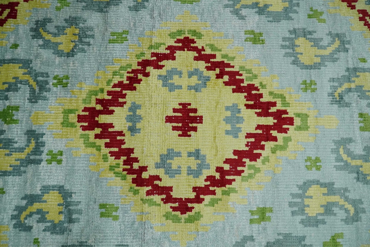 Hand Knotted 4.5x6.5 Silver, Mustard and Red Persian made of Recycled Silk Area Rug | OP129