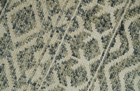 Hand Knotted 4x6 Beige, Camel and Olive Modern Contemporary Southwestern Tribal Trellis Recycled Silk Area Rug | OP59