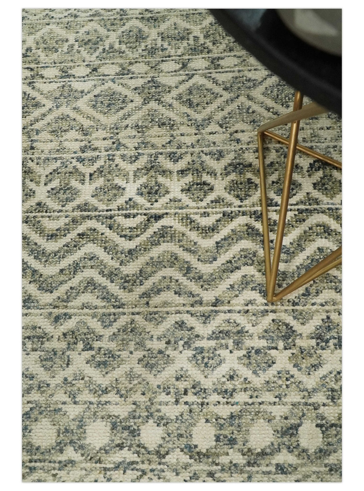 Hand Knotted 4x6 Beige, Camel and Olive Modern Contemporary Southwestern Tribal Trellis Recycled Silk Area Rug | OP59