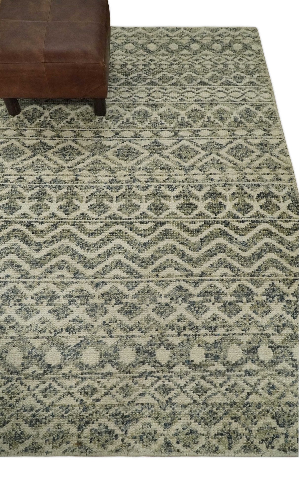 Hand Knotted 4x6 Beige, Camel and Olive Modern Contemporary Southwestern Tribal Trellis Recycled Silk Area Rug | OP59