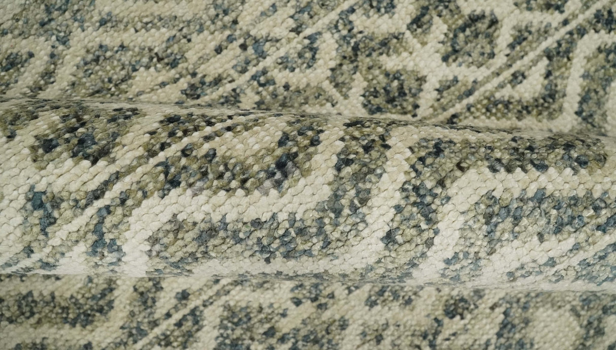 Hand Knotted 4x6 Beige, Camel and Olive Modern Contemporary Southwestern Tribal Trellis Recycled Silk Area Rug | OP59