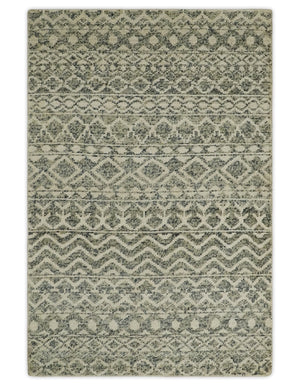 Hand Knotted 4x6 Beige, Camel and Olive Modern Contemporary Southwestern Tribal Trellis Recycled Silk Area Rug | OP59