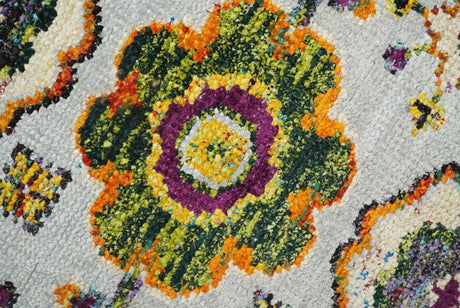 Hand Knotted 4x6 Silver, Mustard and Gold Persian Oushak made of Recycled Silk Area Rug | OP65
