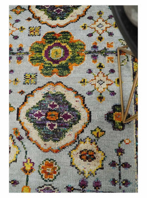 Hand Knotted 4x6 Silver, Mustard and Gold Persian Oushak made of Recycled Silk Area Rug | OP65