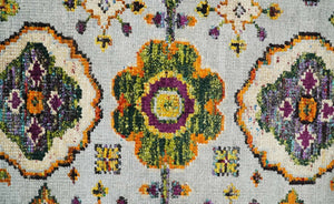 Hand Knotted 4x6 Silver, Mustard and Gold Persian Oushak made of Recycled Silk Area Rug | OP65