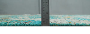 Hand Knotted 5x8 Blue, Ivory and Brown Modern Abstract Contemporary Recycled Silk Area Rug | OP79