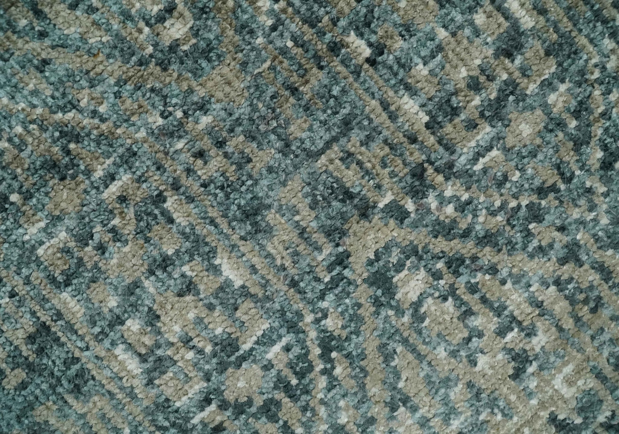 Hand Knotted 5x8 Brown, Teal and Ivory Antique Persian Style Contemporary Bamboo Silk Area Rug | OP100
