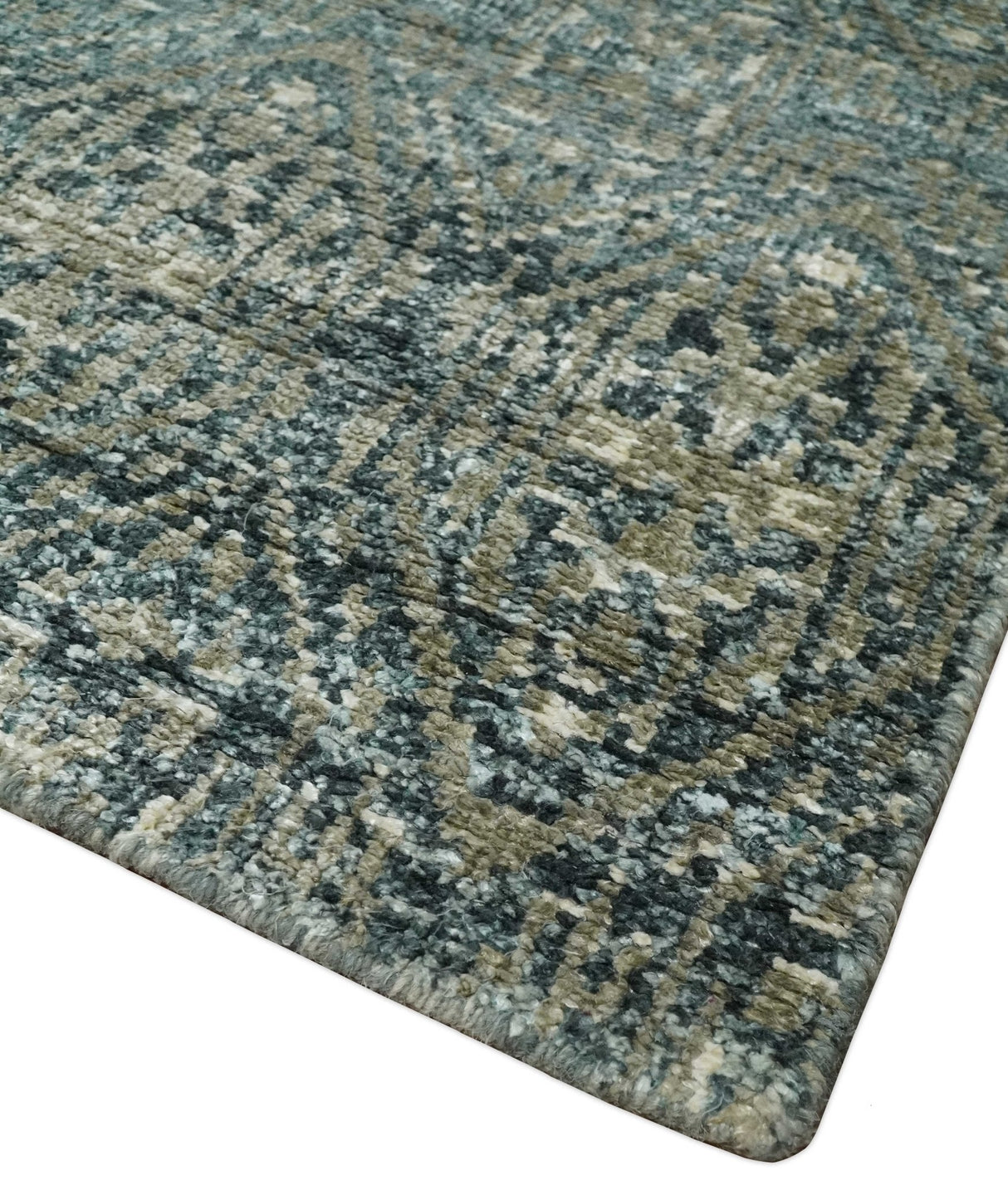 Hand Knotted 5x8 Brown, Teal and Ivory Antique Persian Style Contemporary Bamboo Silk Area Rug | OP100