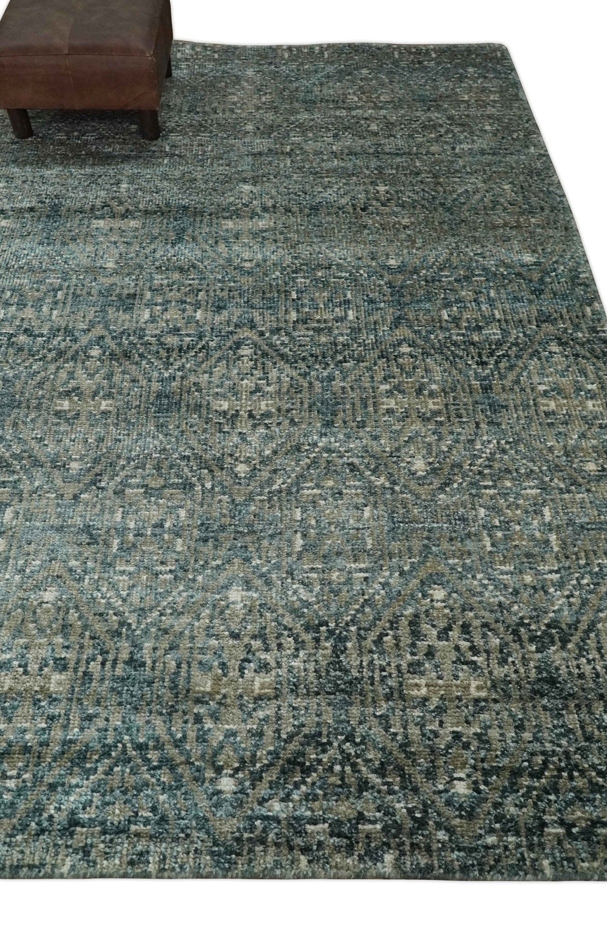 Hand Knotted 5x8 Brown, Teal and Ivory Antique Persian Style Contemporary Bamboo Silk Area Rug | OP100