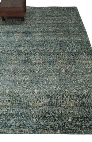 Hand Knotted 5x8 Brown, Teal and Ivory Antique Persian Style Contemporary Bamboo Silk Area Rug | OP100