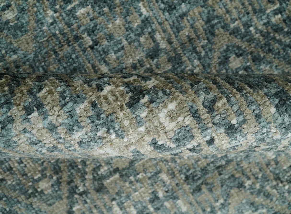 Hand Knotted 5x8 Brown, Teal and Ivory Antique Persian Style Contemporary Bamboo Silk Area Rug | OP100