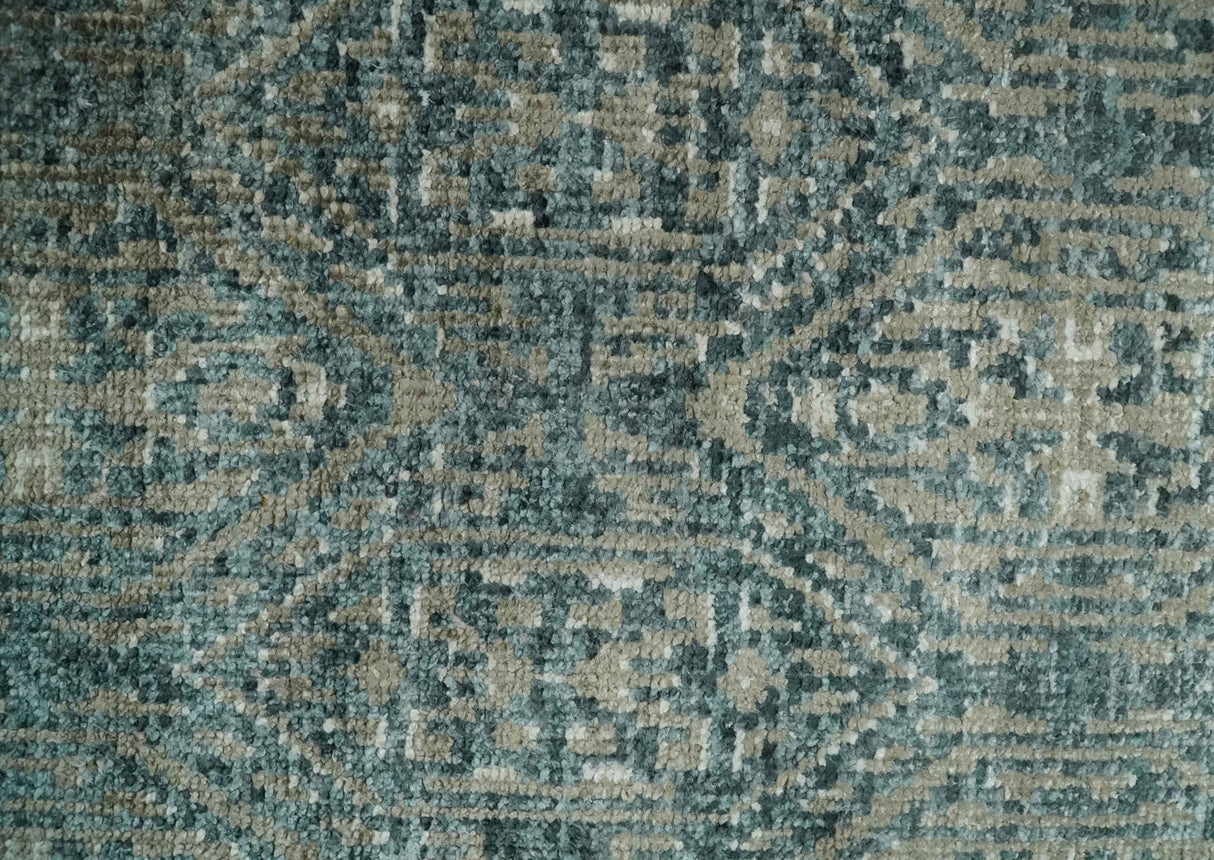 Hand Knotted 5x8 Brown, Teal and Ivory Antique Persian Style Contemporary Bamboo Silk Area Rug | OP100