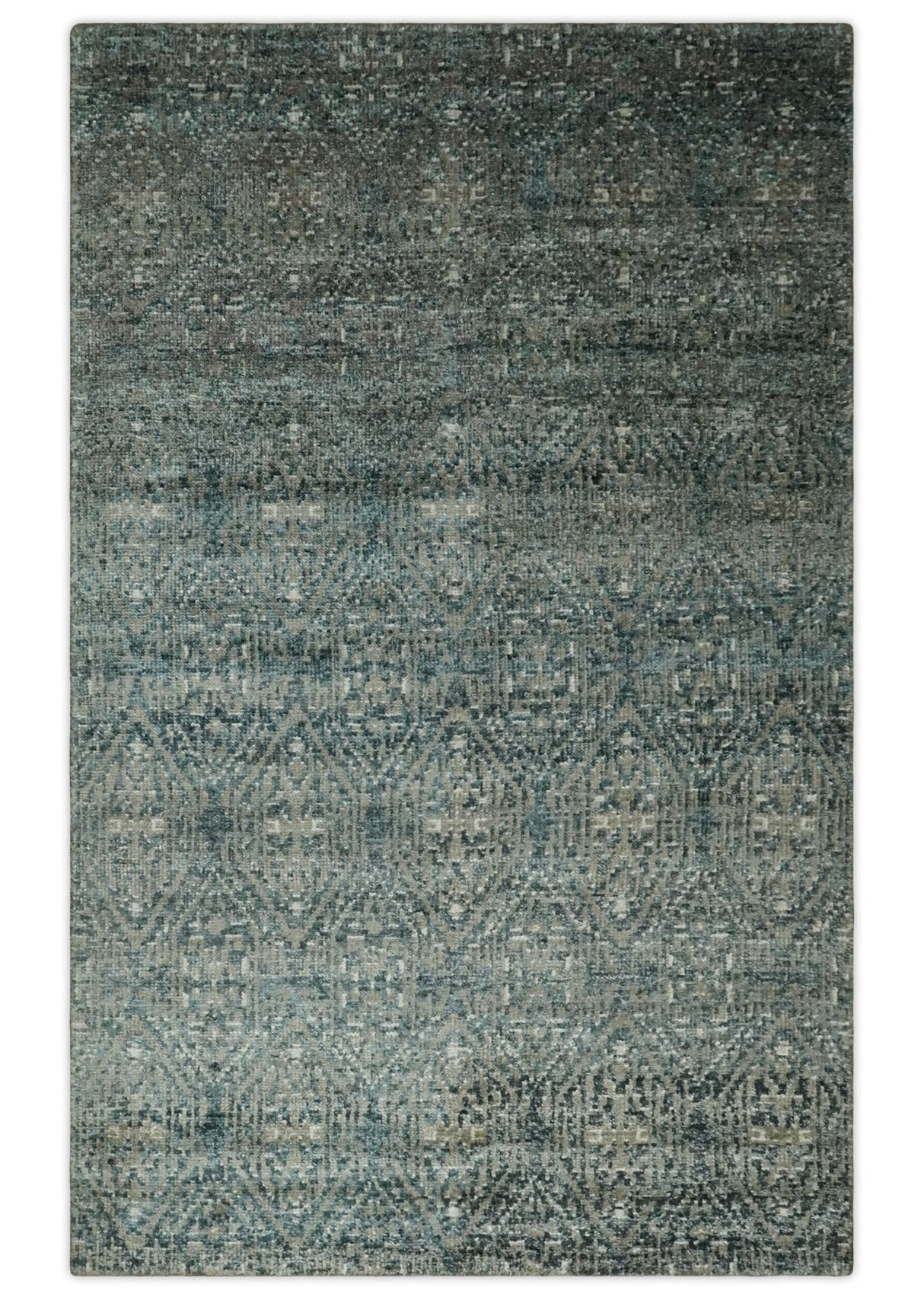 Hand Knotted 5x8 Brown, Teal and Ivory Antique Persian Style Contemporary Bamboo Silk Area Rug | OP100