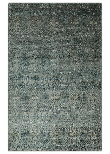 Hand Knotted 5x8 Brown, Teal and Ivory Antique Persian Style Contemporary Bamboo Silk Area Rug | OP100