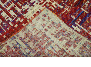 Hand Knotted 5x8 Camel, Rust and Blue Modern Abstract Contemporary Recycled Silk Area Rug | OP126