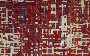 Hand Knotted 5x8 Camel, Rust and Blue Modern Abstract Contemporary Recycled Silk Area Rug | OP126