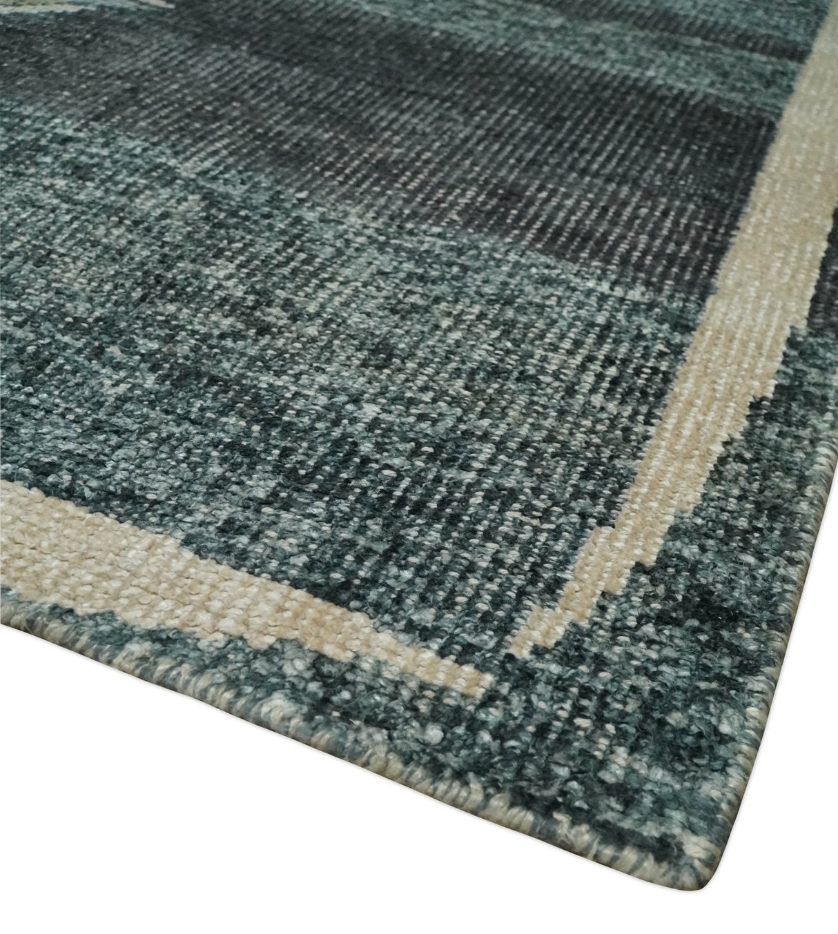 Hand Knotted 5x8 Charcoal, Beige and Teal Floral Persian made of Recycled Silk Area Rug | OP122