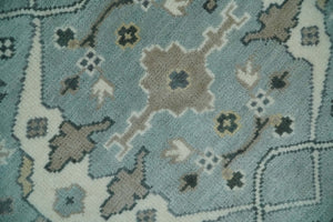 Hand Knotted 6x9 Vintage Blue, Ivory and Silver Oriental Oushak Wool Area Rug | TRDCP87169