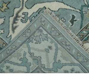 Hand Knotted 6x9 Vintage Blue, Ivory and Silver Oriental Oushak Wool Area Rug | TRDCP87169