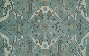 Hand Knotted 6x9 Vintage Blue, Ivory and Silver Oriental Oushak Wool Area Rug | TRDCP87169
