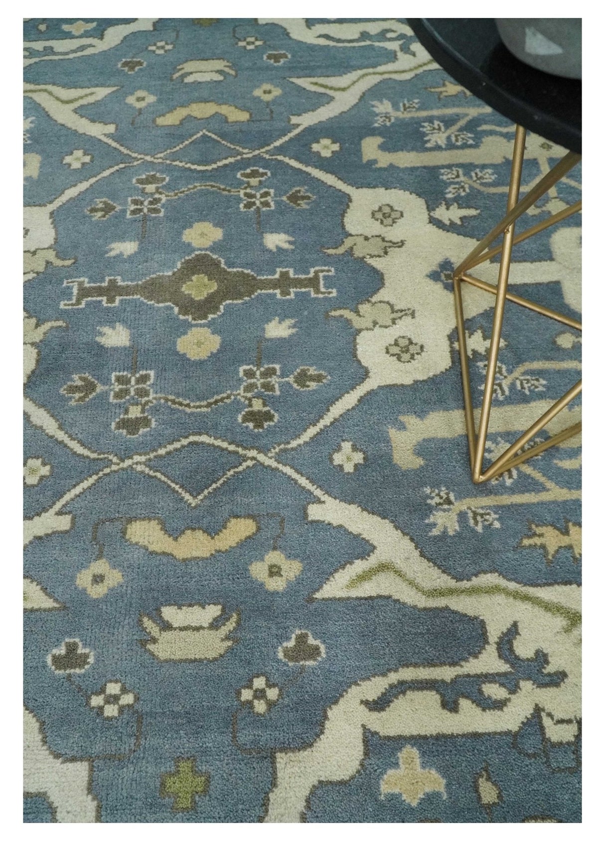 Hand Knotted 8x10 Antique Style Oriental Oushak Gray, Ivory and Beige Wool Area Rug