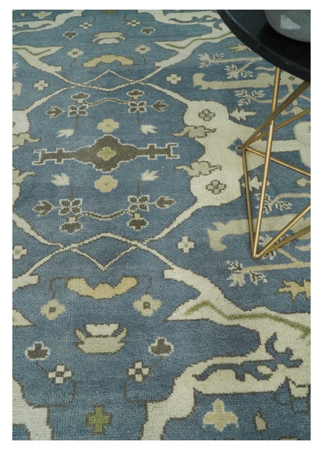 Hand Knotted 8x10 Antique Style Oriental Oushak Gray, Ivory and Beige Wool Area Rug