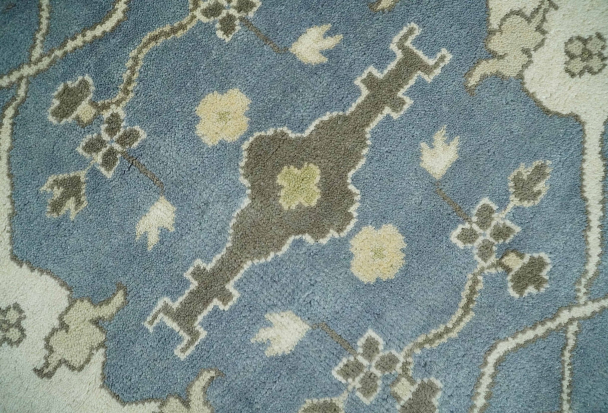 Hand Knotted 8x10 Antique Style Oriental Oushak Gray, Ivory and Beige Wool Area Rug