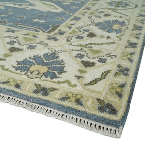 Hand Knotted 8x10 Antique Style Oriental Oushak Gray, Ivory and Beige Wool Area Rug