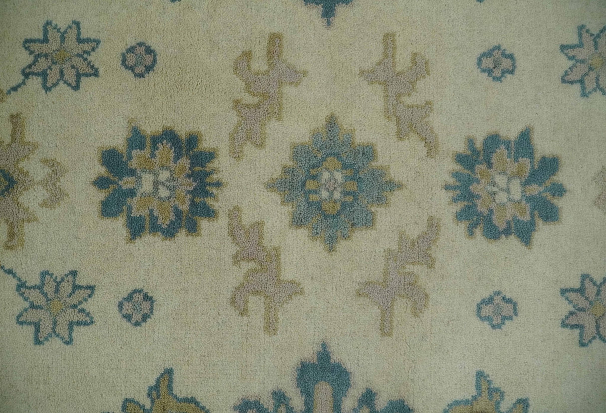 Hand Knotted 8x10 Beige and Gray Antique Oushak Wool Area Rug