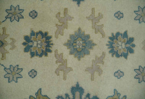 Hand Knotted 8x10 Beige and Gray Antique Oushak Wool Area Rug
