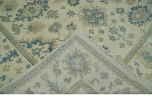 Hand Knotted 8x10 Beige and Gray Antique Oushak Wool Area Rug