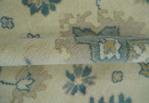 Hand Knotted 8x10 Beige and Gray Antique Oushak Wool Area Rug