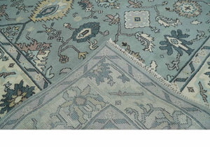 Hand Knotted 8x10 Blue and Ivory Traditional Oushak Persian Wool Area Rug | TRDCP1151810