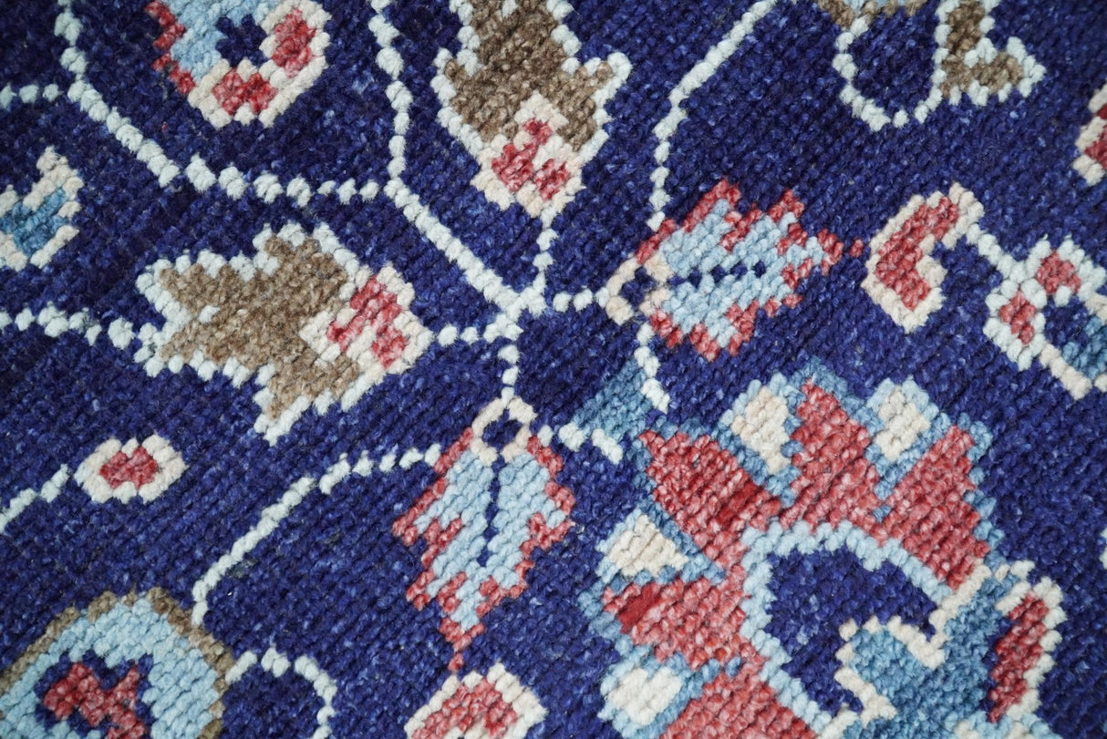 Hand Knotted 8x10 Blue and Rust Traditional Persian Oushak Area Rug | TRD2643