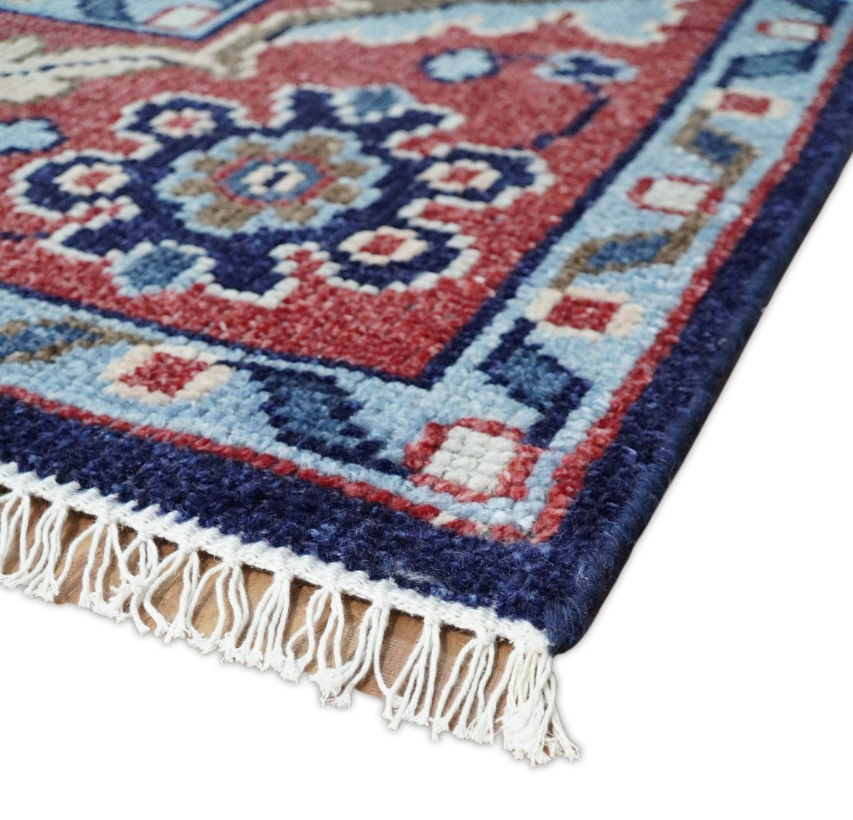 Hand Knotted 8x10 Blue and Rust Traditional Persian Oushak Area Rug | TRD2643
