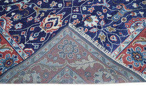 Hand Knotted 8x10 Blue and Rust Traditional Persian Oushak Area Rug | TRD2643