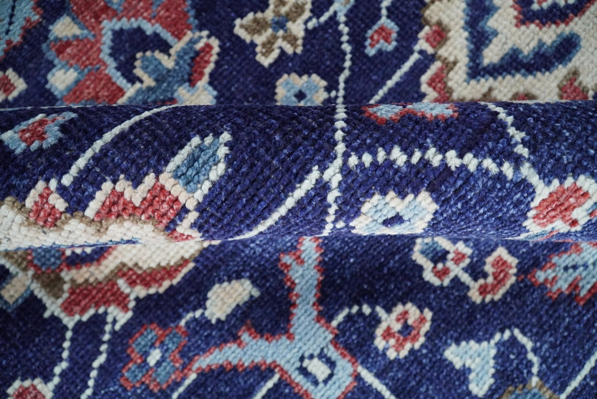 Hand Knotted 8x10 Blue and Rust Traditional Persian Oushak Area Rug | TRD2643