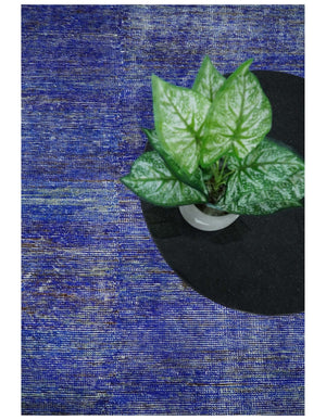 Hand Knotted 8x10 Denim Blue Modern Abstract Silk Bohemian Area Rug | TRDSS4