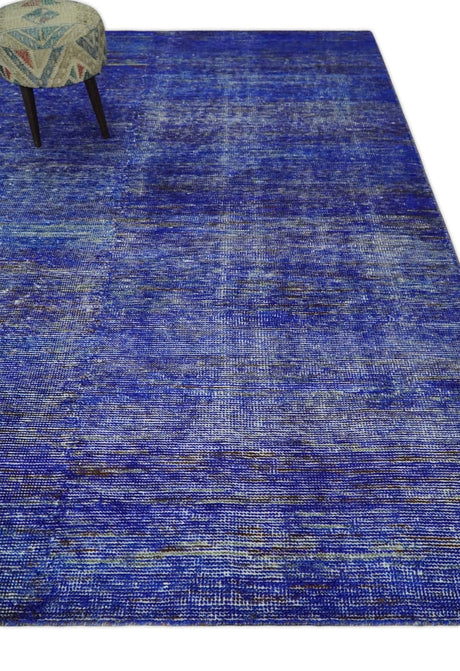 Hand Knotted 8x10 Denim Blue Modern Abstract Silk Bohemian Area Rug | TRDSS4