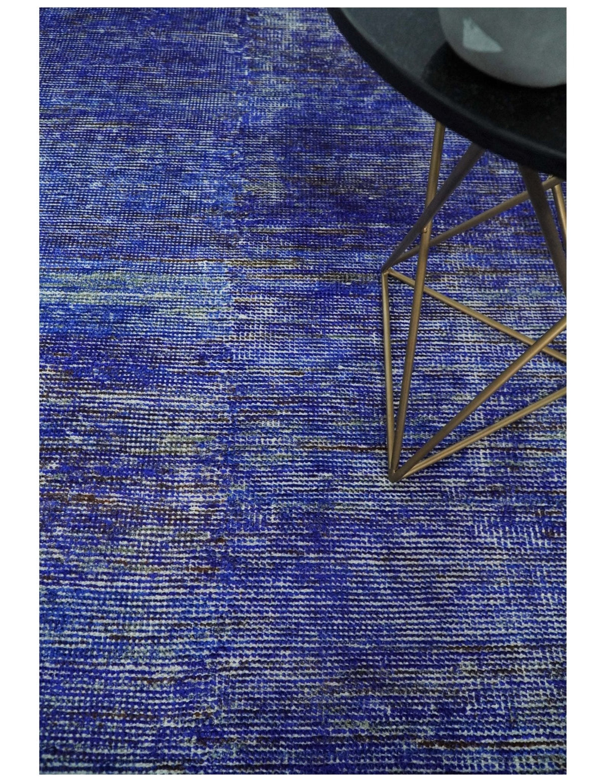 Hand Knotted 8x10 Denim Blue Modern Abstract Silk Bohemian Area Rug | TRDSS4