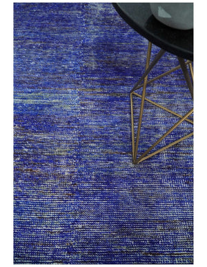Hand Knotted 8x10 Denim Blue Modern Abstract Silk Bohemian Area Rug | TRDSS4