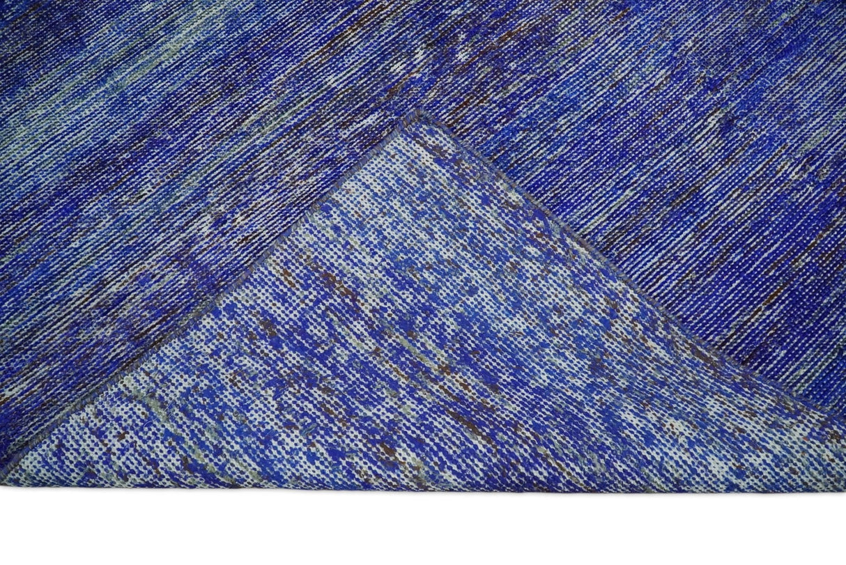 Hand Knotted 8x10 Denim Blue Modern Abstract Silk Bohemian Area Rug | TRDSS4
