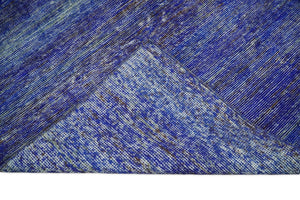 Hand Knotted 8x10 Denim Blue Modern Abstract Silk Bohemian Area Rug | TRDSS4