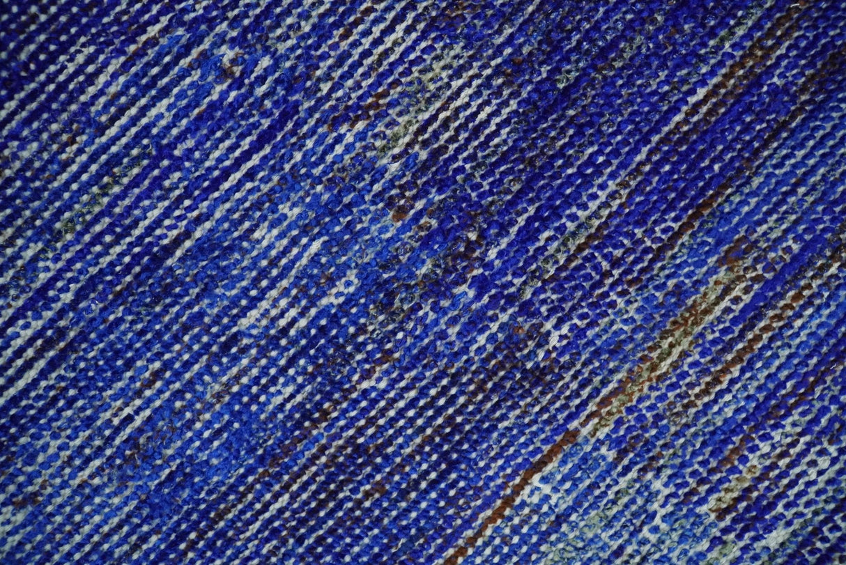 Hand Knotted 8x10 Denim Blue Modern Abstract Silk Bohemian Area Rug | TRDSS4