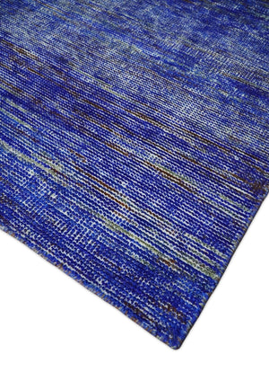 Hand Knotted 8x10 Denim Blue Modern Abstract Silk Bohemian Area Rug | TRDSS4