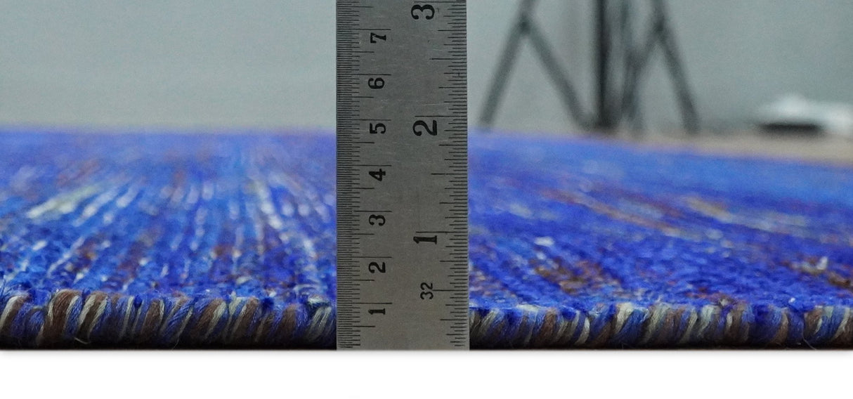 Hand Knotted 8x10 Denim Blue Modern Abstract Silk Bohemian Area Rug | TRDSS4
