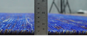 Hand Knotted 8x10 Denim Blue Modern Abstract Silk Bohemian Area Rug | TRDSS4