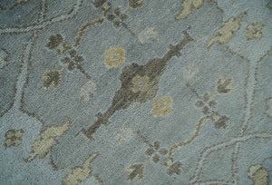 Hand Knotted 8x10 Oriental Oushak Charcoal Silver and Beige Wool Area Rug | TRDCP1182810