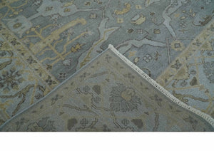 Hand Knotted 8x10 Oriental Oushak Charcoal Silver and Beige Wool Area Rug | TRDCP1182810